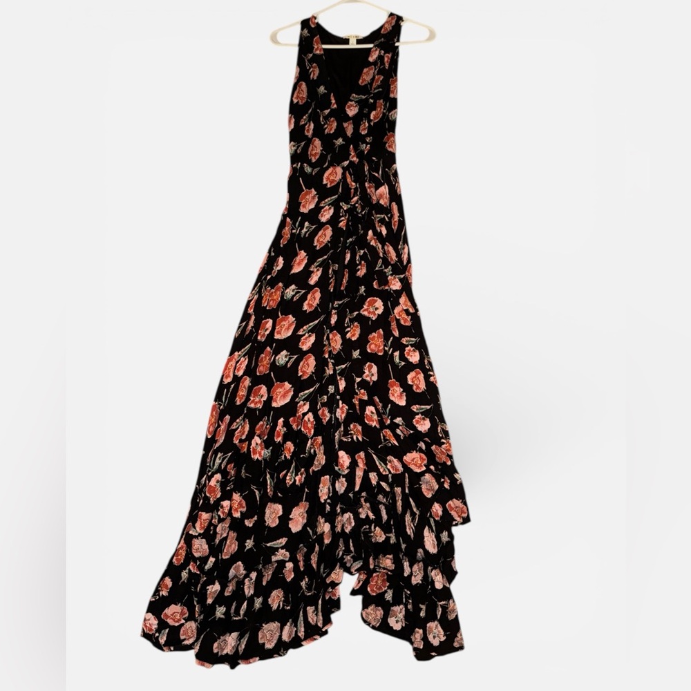 Miami Black and Pink Floral Maxi Dress